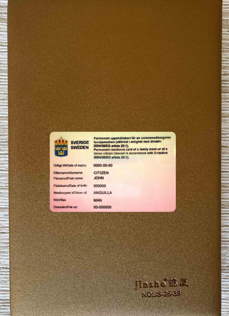 Sweden permanent residence card photolook FRONT PSD template